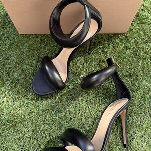 Gianvito Rossi Bijoux Black Nero Lambskin Napa Leather Ankle Strap Heels